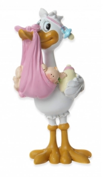 Storch mit Baby im Tuch- rosa