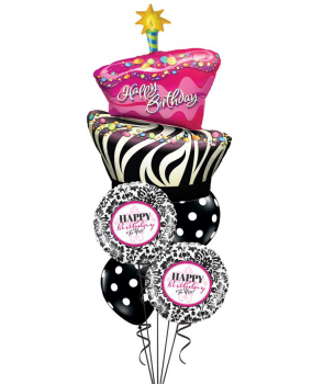 Ballonbouquet "Happy Birthday" XXL-Torte (heliumgefüllt)