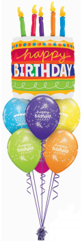 Ballonbouquet "Happy Birthday" XXL- bunte Torte 6 (heliumgefüllt)