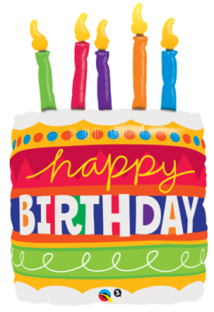 XXL-Folienballon  "Happy Birthday-Torte, bunt (heliumgefüllt)
