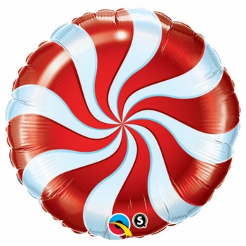 Mini-Folienballon "Candy Swirl", rot-weiss