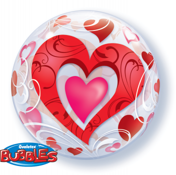Bubble-Ballon, Herz-Aufdruck, rot