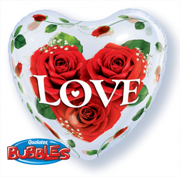 Bubble-Ballon "Love Rosen" (heliumgefüllt)