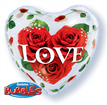 Bubble-Ballon "LOVE Rosen" (heliumgefüllt)