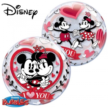 Bubble-Ballon "Minnie und Mickey Mouse I love you", (heliumgefüllt)
