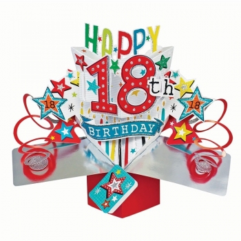 3D-Popup Karte, 18. Geburtstag rot