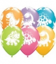 Latexballons - 6 Stck. "Nilpferd-Nashorn-Dino"
