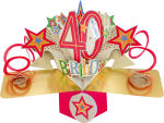 3D-Popup Karte, 40. Geburtstag rot