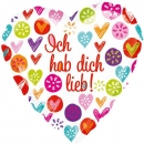 Folienballon "Ich hab dich lieb", (heliumgefüllt)